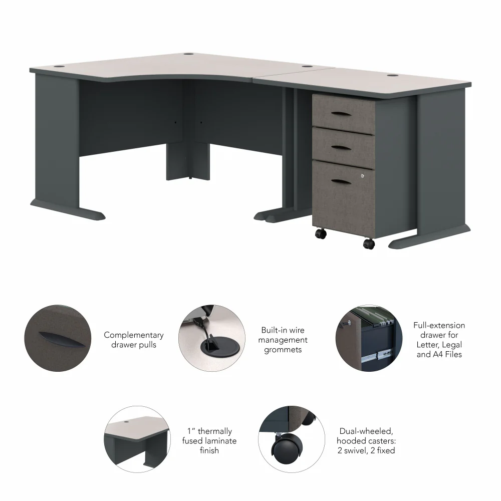 Series A 48W Corner Desk with 36W Return and Mobile File Cabinet - Image 6