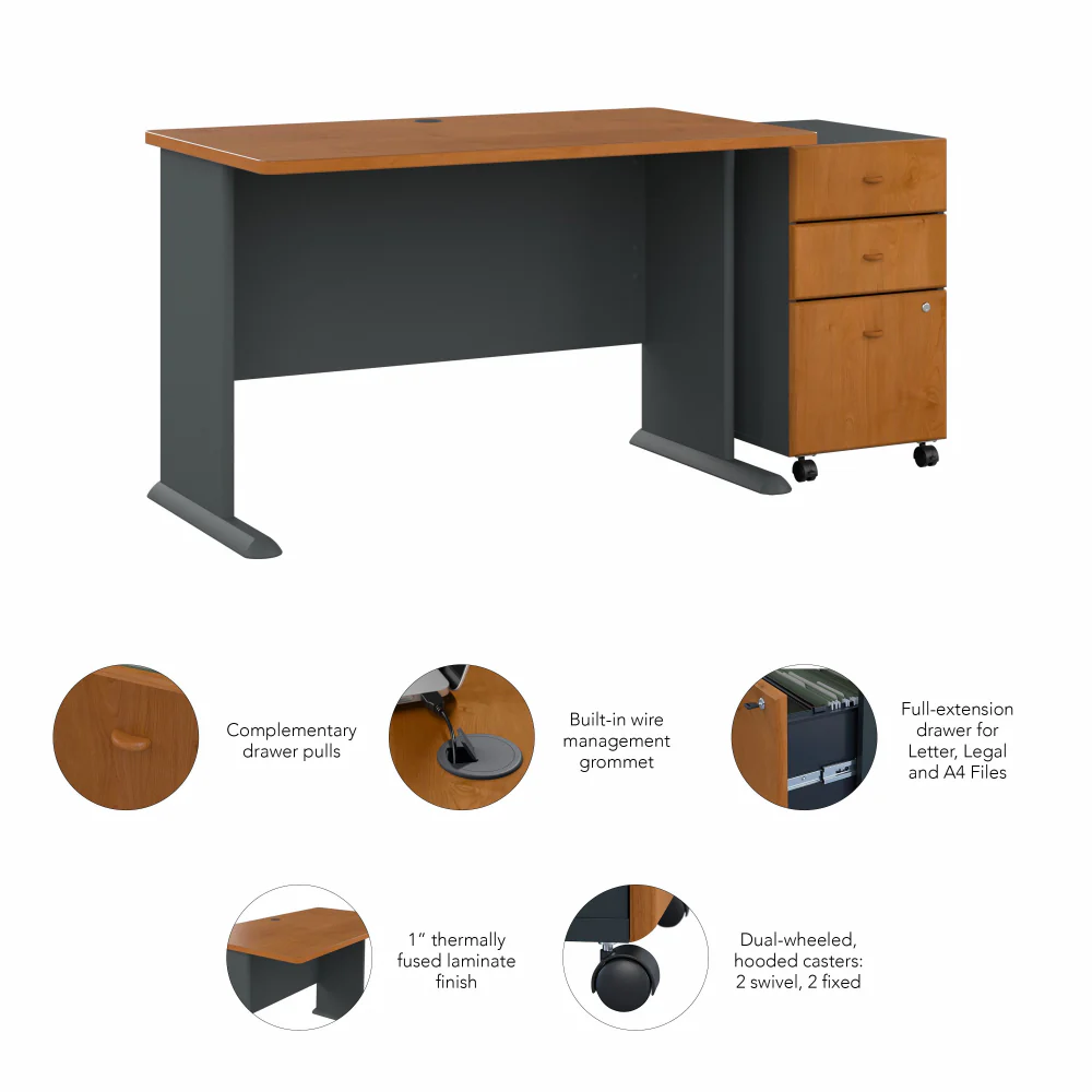 Series A 48W Desk with Mobile File Cabinet - Image 6