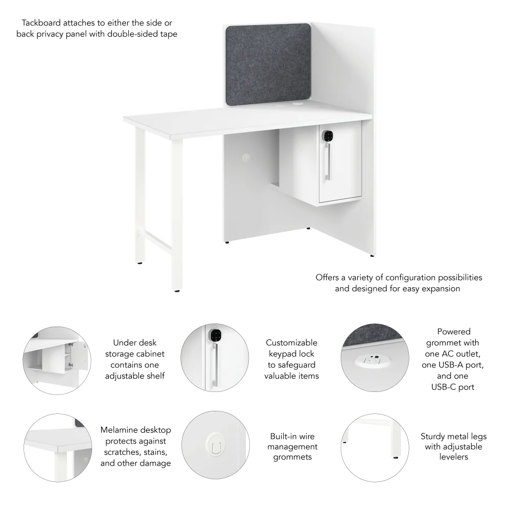 Hustle 48-inch Cubicle Desk for Office with Locking Storage Cabinet - Image 12
