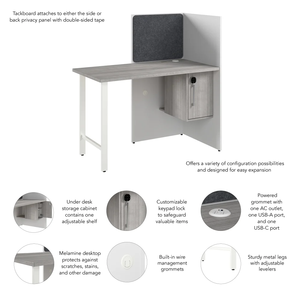 Hustle 48-inch Cubicle Desk for Office with Locking Storage Cabinet - Image 18