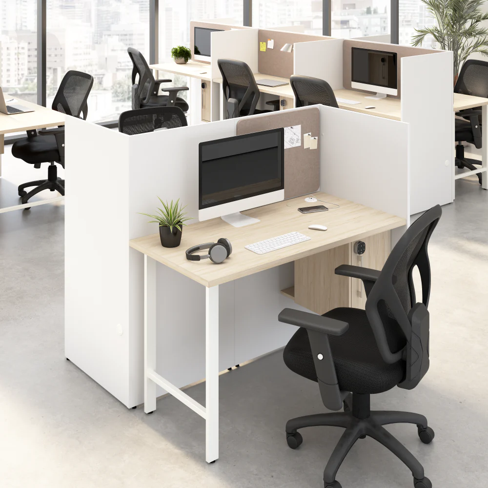 Hustle 48-inch Cubicle Desk for Office with Locking Storage Cabinet - Image 3
