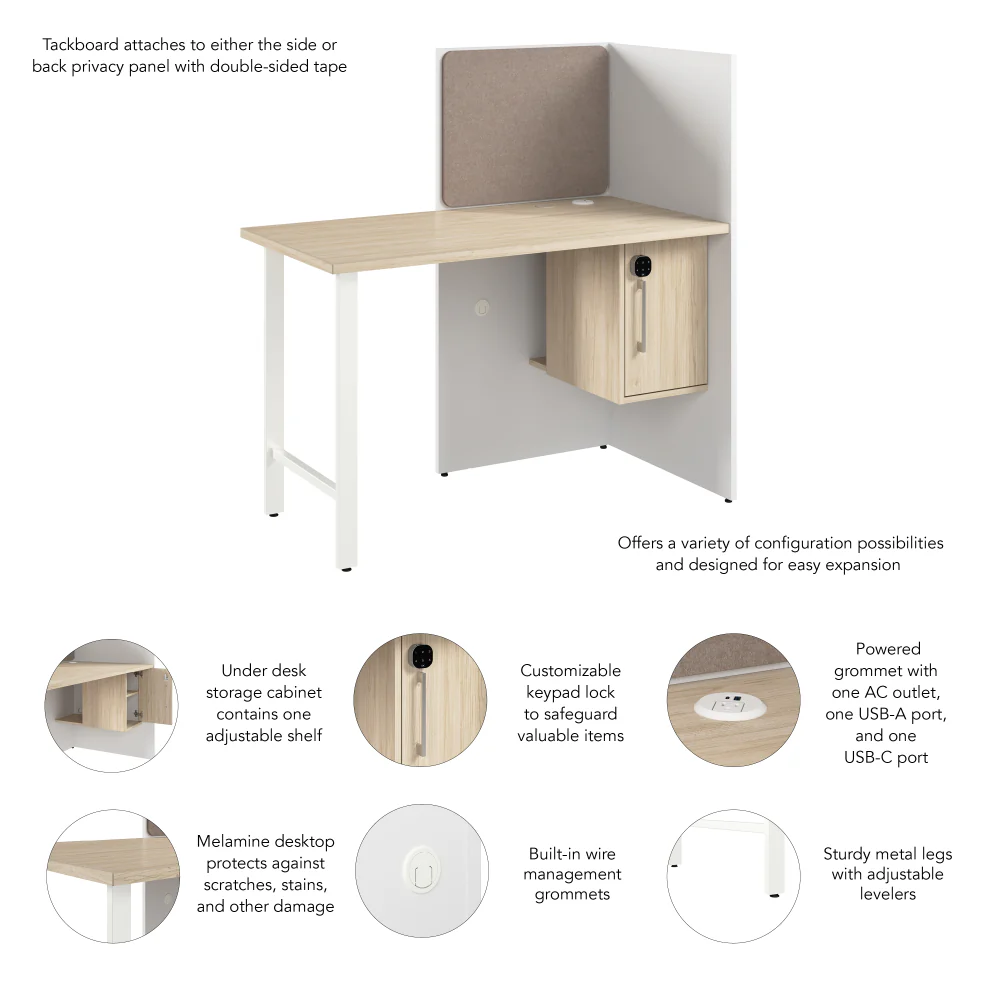 Hustle 48-inch Cubicle Desk for Office with Locking Storage Cabinet - Image 6