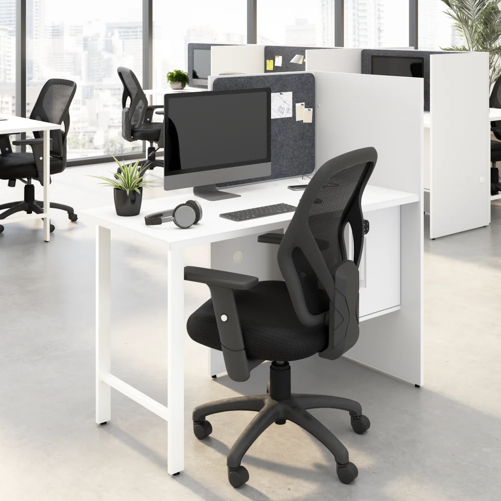 Hustle 48-inch Cubicle Desk for Office with Locking Storage Cabinet - Image 8