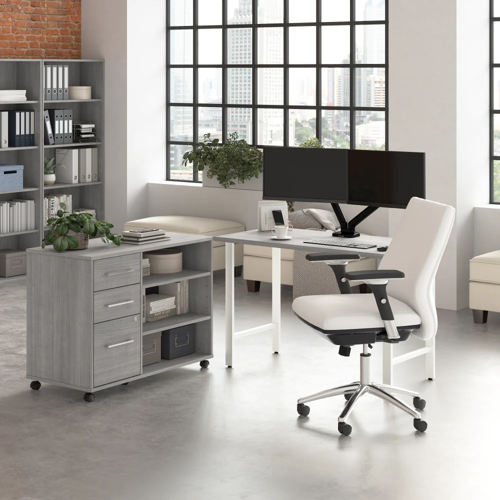 Hustle 48W x 24D Computer Desk and Storage Cabinet with Drawers and Shelves - Image 10