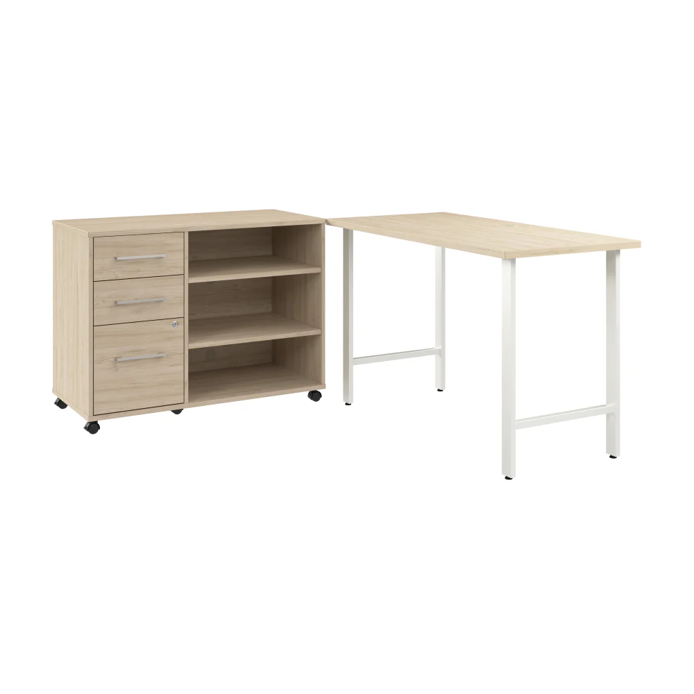 Hustle 48W x 24D Computer Desk and Storage Cabinet with Drawers and Shelves - Image 5