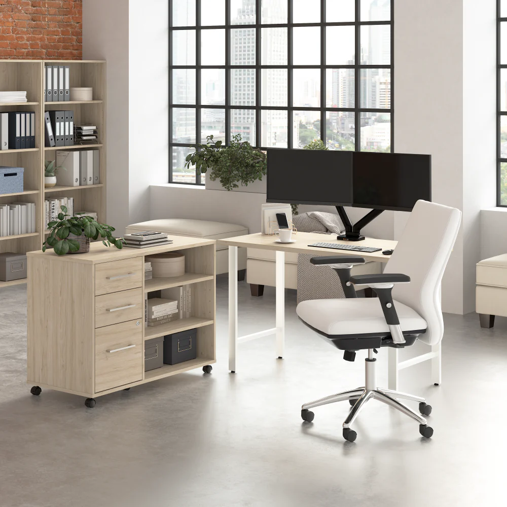 Hustle 48W x 24D Computer Desk and Storage Cabinet with Drawers and Shelves - Image 6