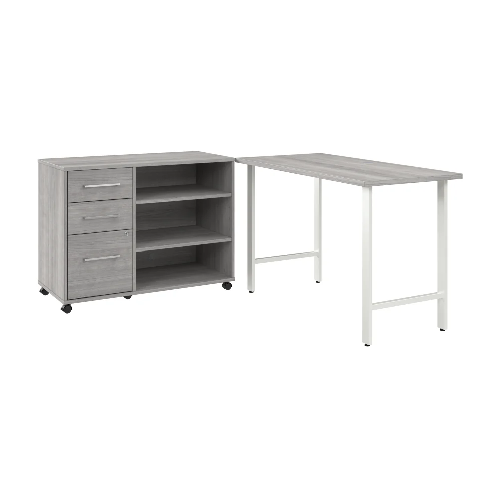 Hustle 48W x 24D Computer Desk and Storage Cabinet with Drawers and Shelves - Image 9