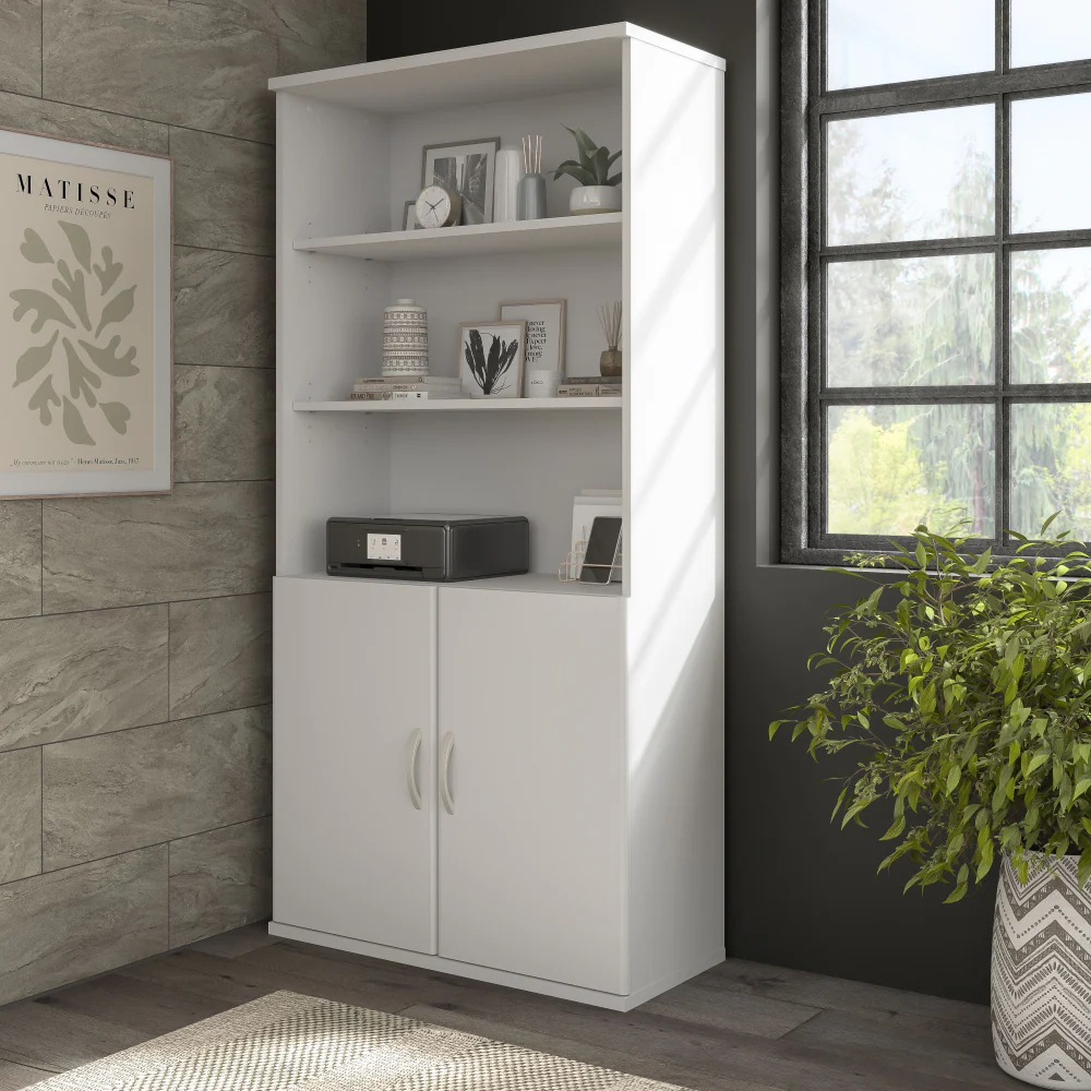 Hybrid Tall 5 Shelf Bookcase with Doors - Image 14