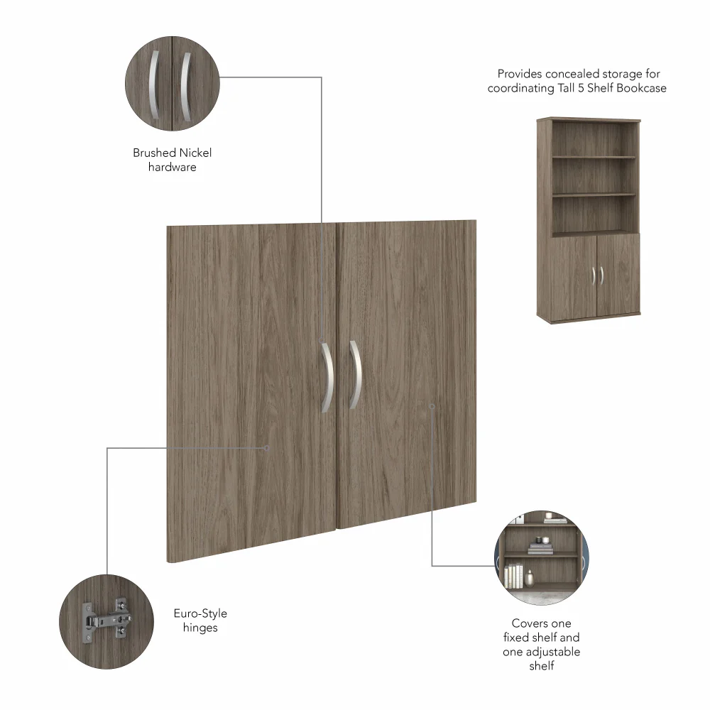 Hybrid Tall 5 Shelf Bookcase with Doors - Image 33