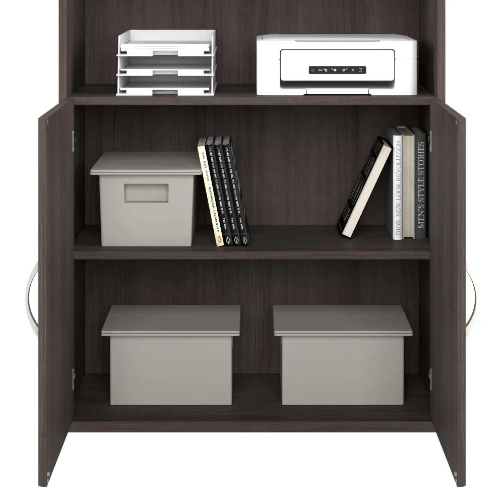Hybrid Tall 5 Shelf Bookcase with Doors - Image 8