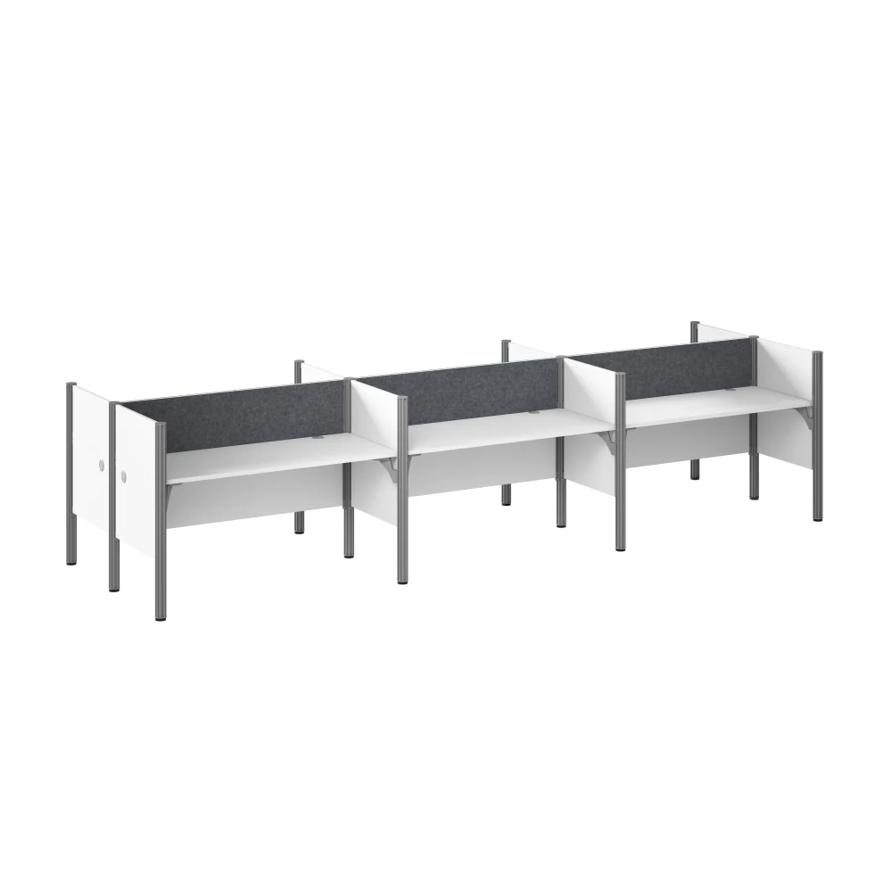 ProBiz 6 Person Office Cubicle Desk with Low Privacy Panels and Tackboard