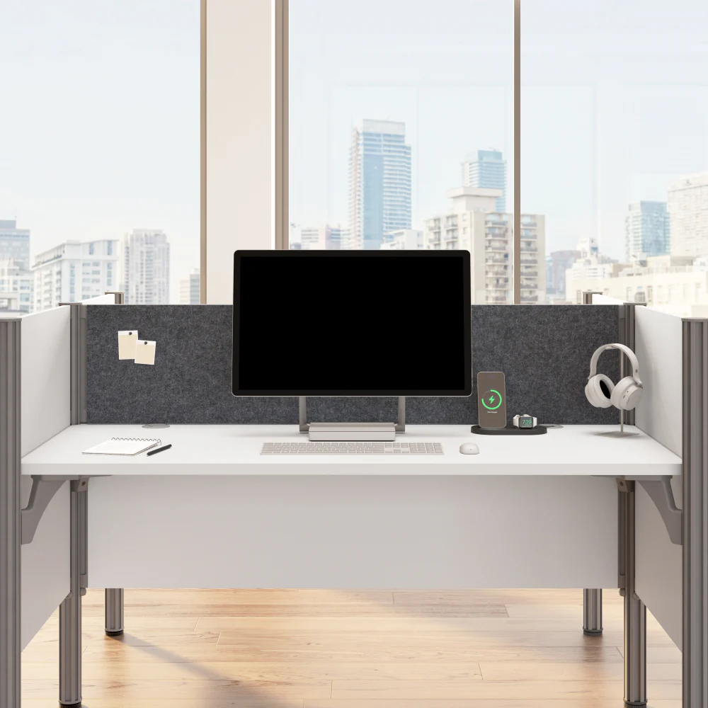 ProBiz 6 Person Office Cubicle Desk with Low Privacy Panels and Tackboard - Image 5