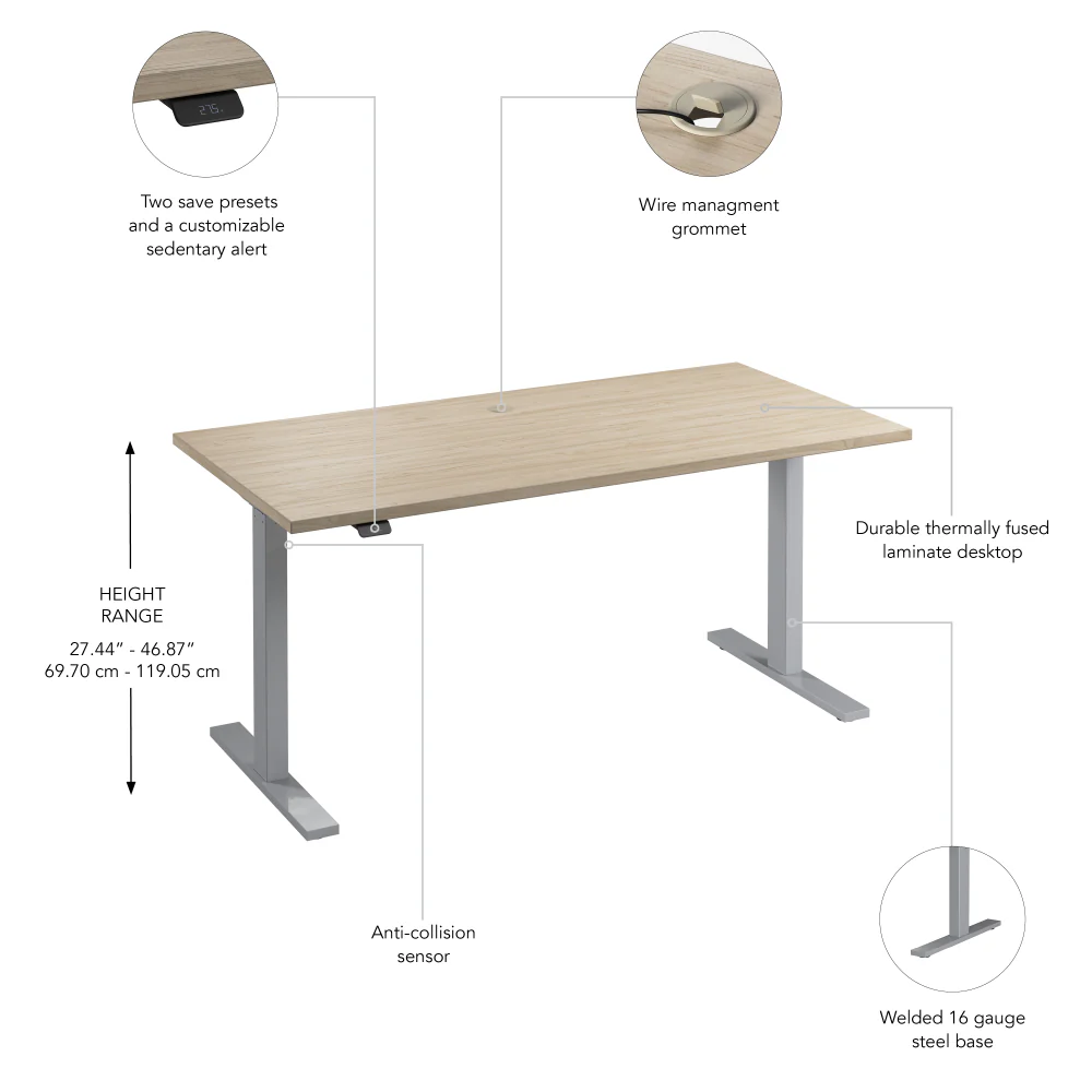 Move 60 Series 60W x 30D Electric Height Adjustable Standing Desk - Image 6