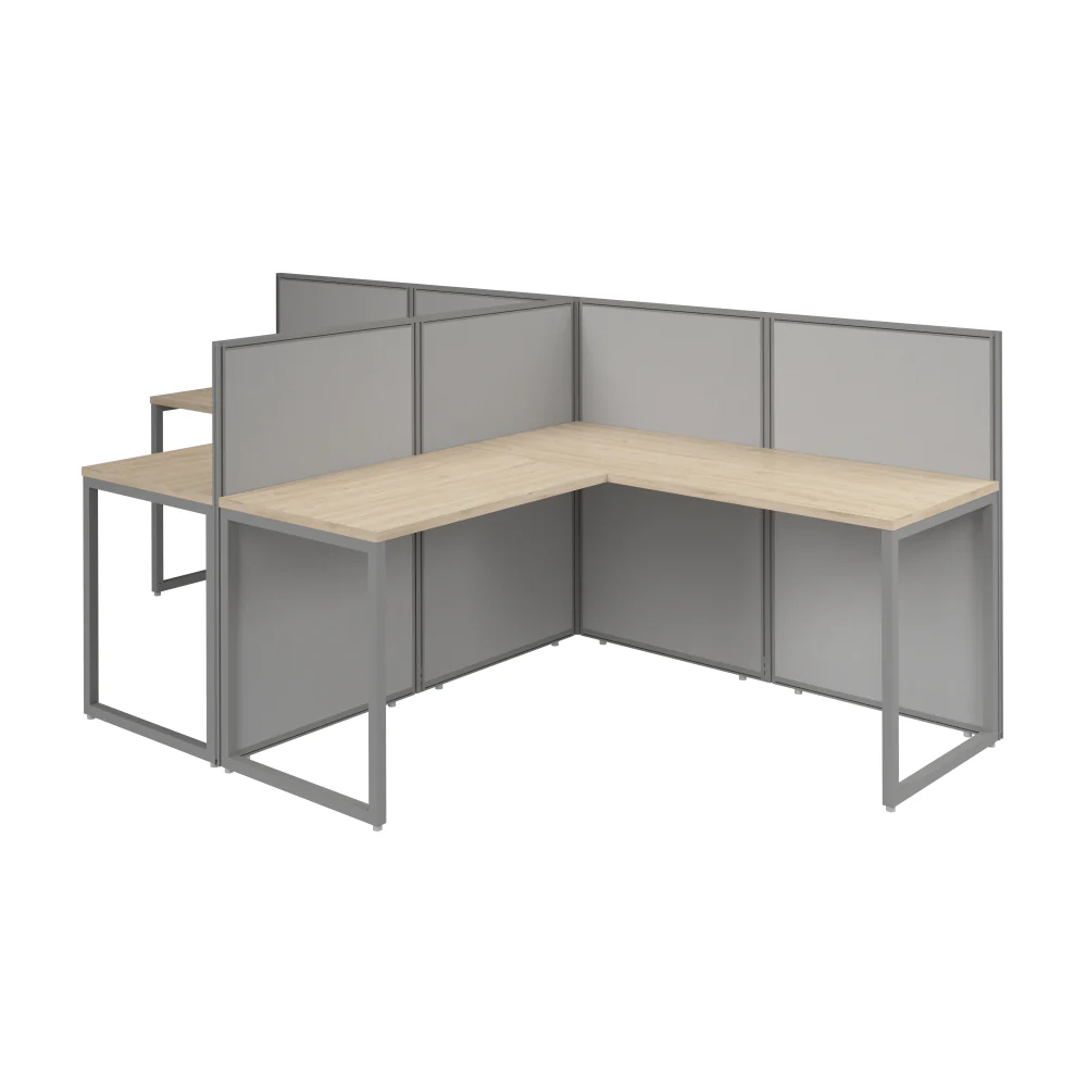 Easy Office 60W 2 Person L Shaped Cubicle Desk Workstation with 45H Panels - Image 10