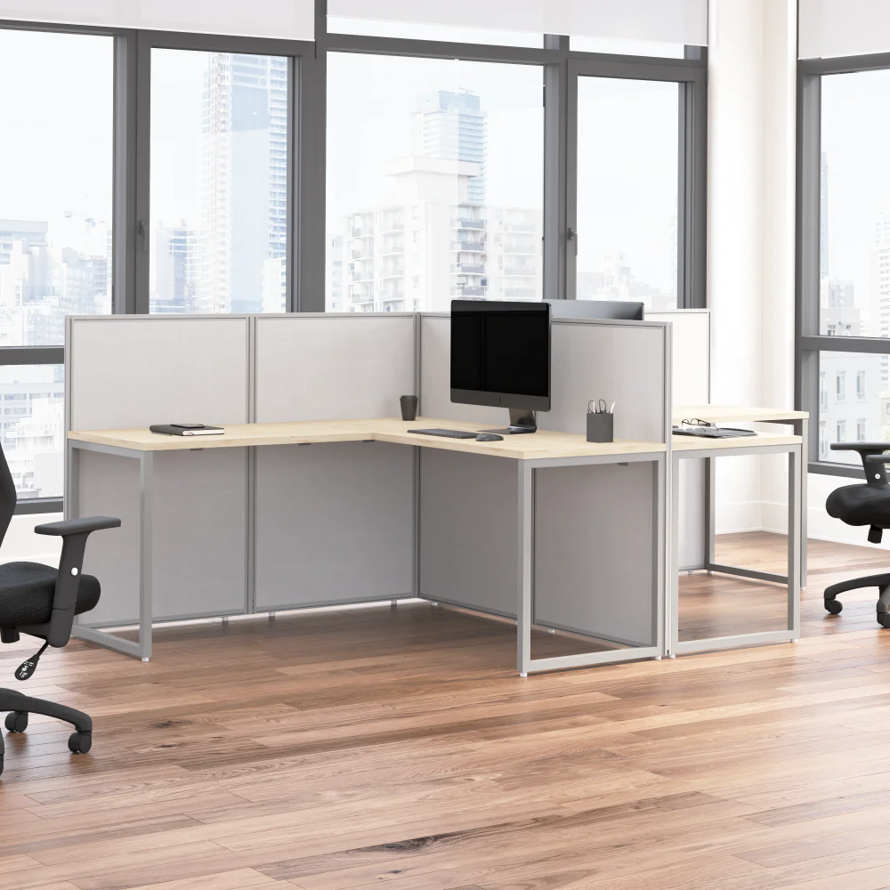 Easy Office 60W 2 Person L Shaped Cubicle Desk Workstation with 45H Panels - Image 11