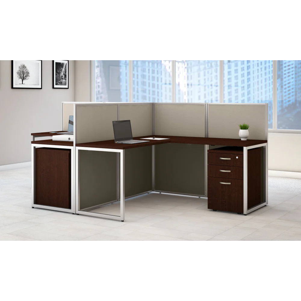 Easy Office 60-inch 2 Person L Shaped Cubicle Desk with Drawers and Low Panels - Image 16