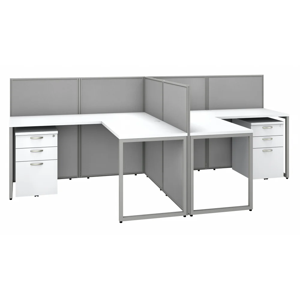 Easy Office 60-inch 2 Person L Shaped Cubicle Desk with Drawers and Low Panels - Image 8