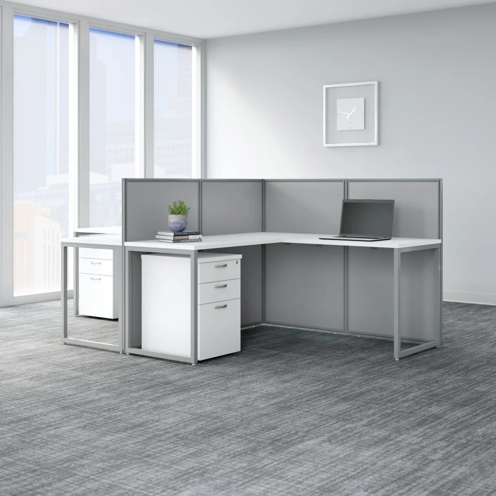 Easy Office 60-inch 2 Person L Shaped Cubicle Desk with Drawers and Low Panels - Image 9