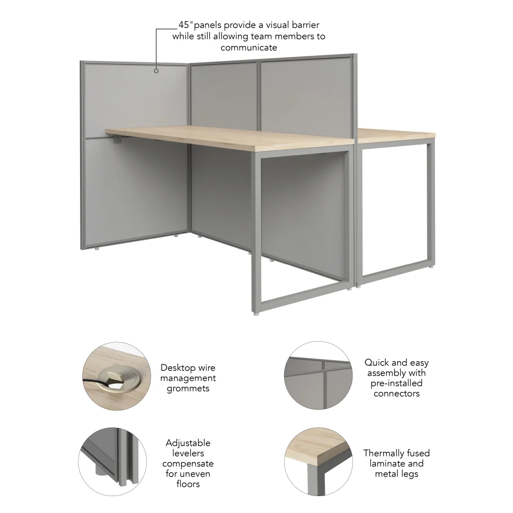 Easy Office 60W 2 Person Cubicle Desk Workstation with 45H Panels - Image 11