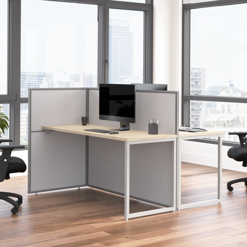Easy Office 60W 2 Person Cubicle Desk Workstation with 45H Panels - Image 7