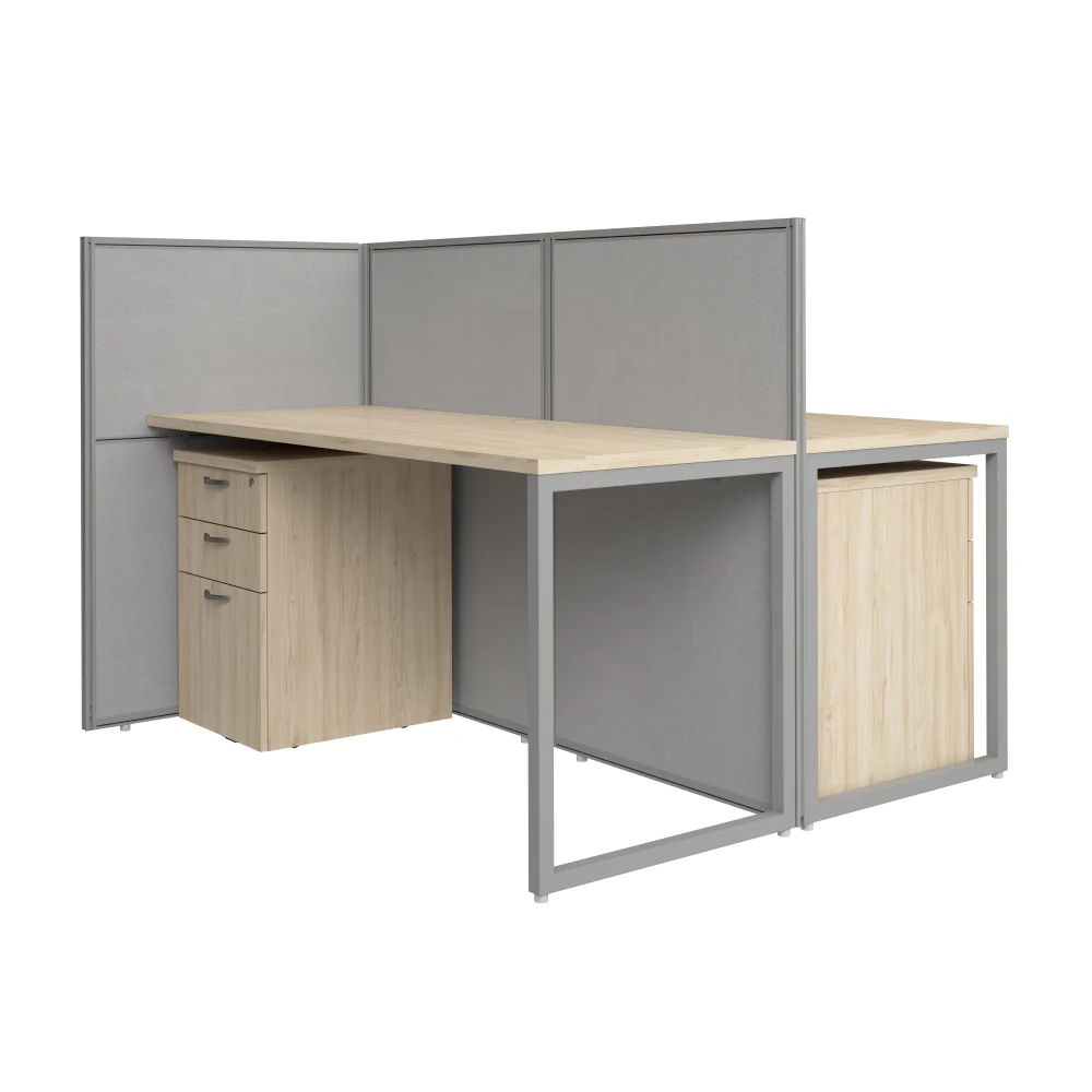 Easy Office 60W 2 Person Cubicle Desk with File Cabinets and 45H Panels - Image 14