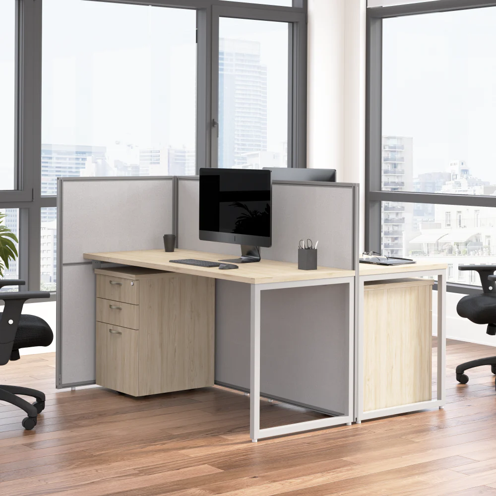 Easy Office 60W 2 Person Cubicle Desk with File Cabinets and 45H Panels - Image 15