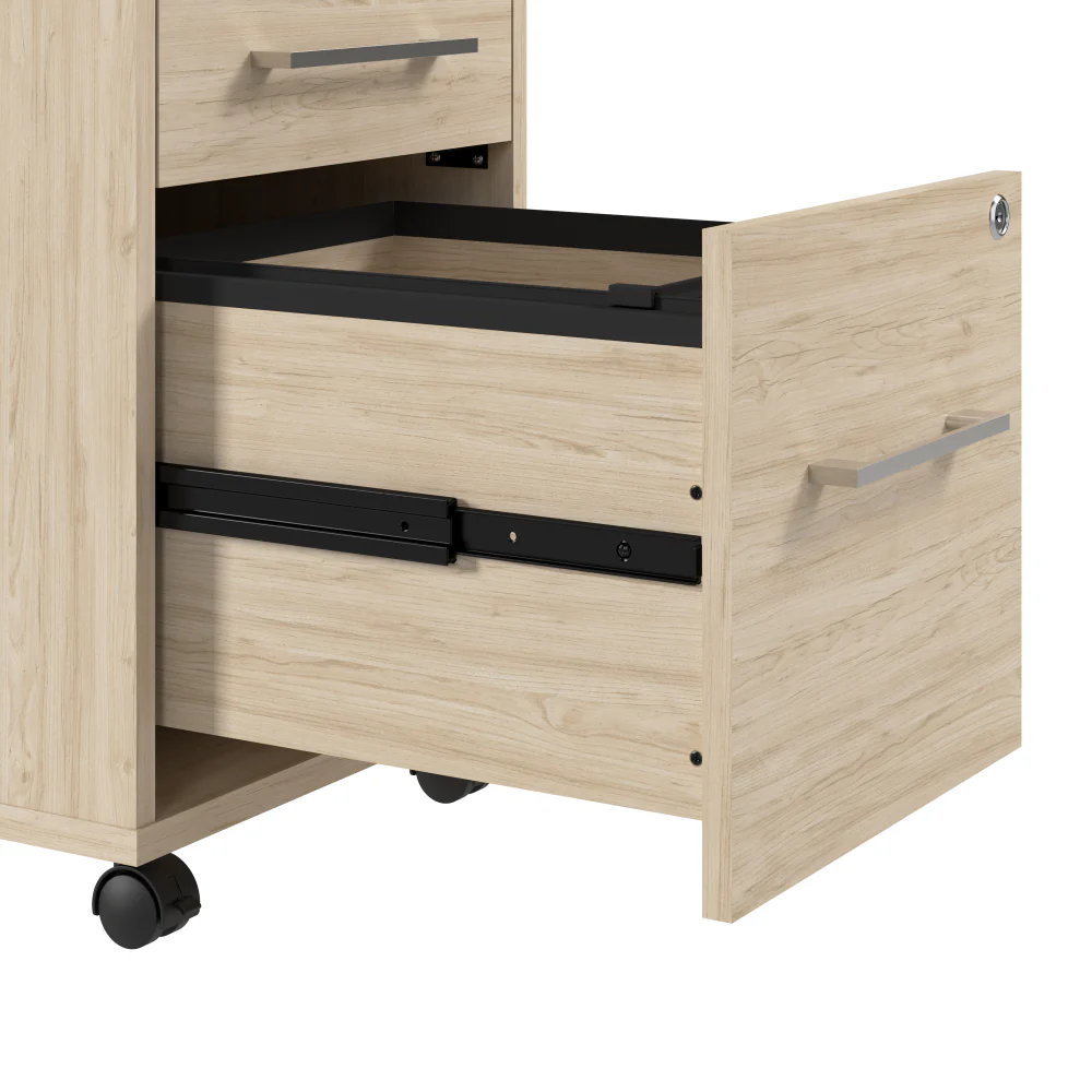 Hustle 2 Person Computer Desk with Mobile Storage Cabinets, Power Grommets, and Privacy Screen - Image 9