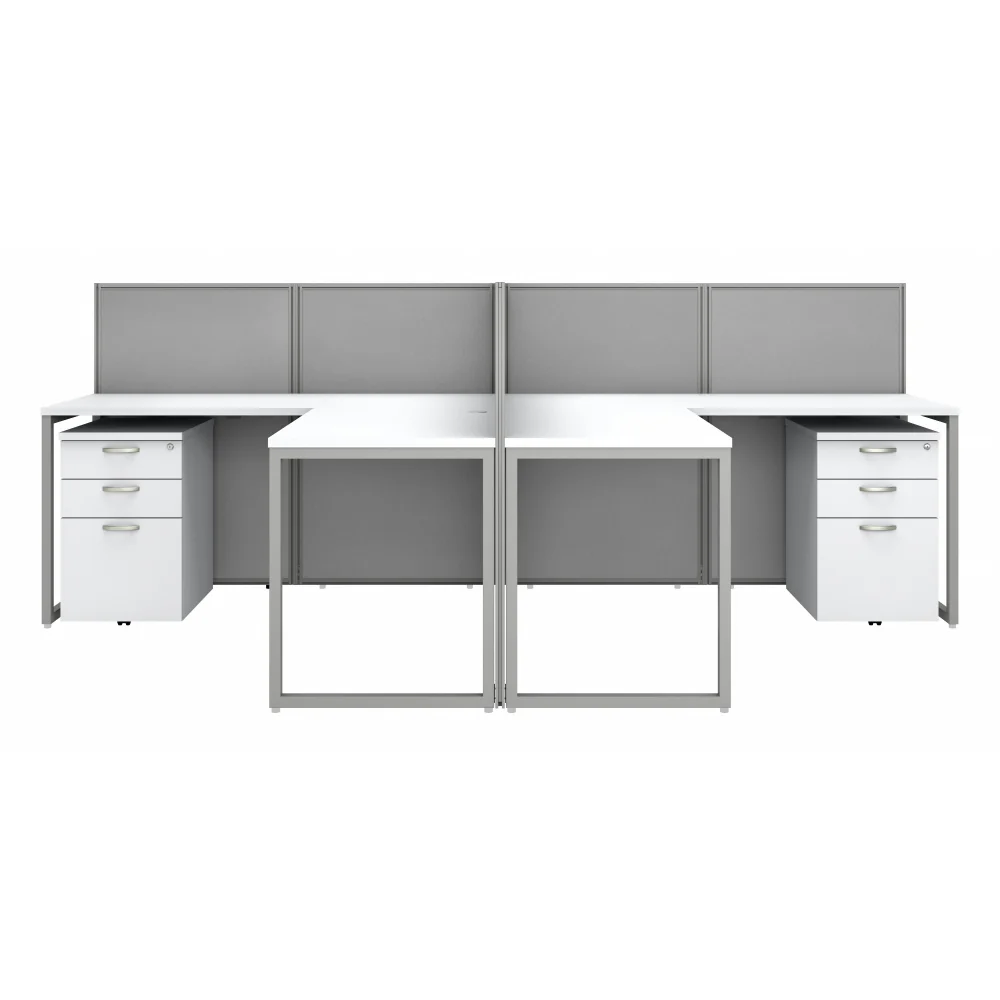 Easy Office 60W 4 Person L Shaped Cubicle Desk with Drawers and 45H Panels - Image 8