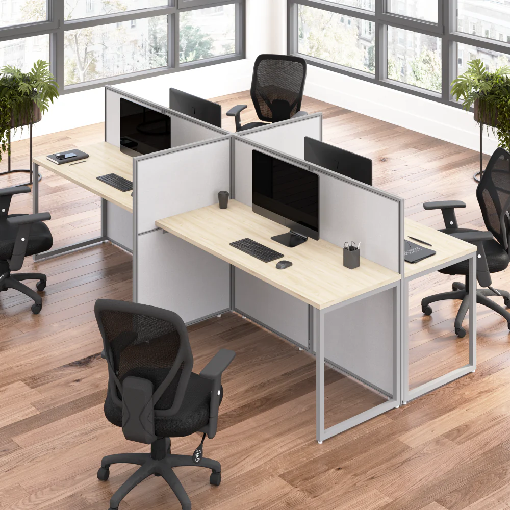 Easy Office 60W 4 Person Cubicle Desk Workstation with 45H Panels - Image 12