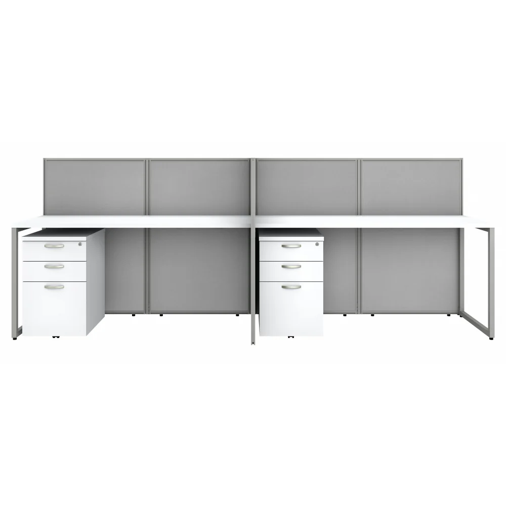 Easy Office 60-inch 4 Person Cubicle Desk with Drawers and Low Panels - Image 10