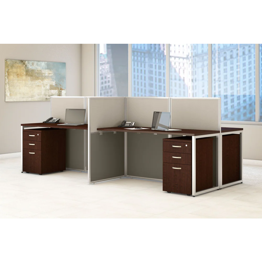 Easy Office 60-inch 4 Person Cubicle Desk with Drawers and Low Panels - Image 15