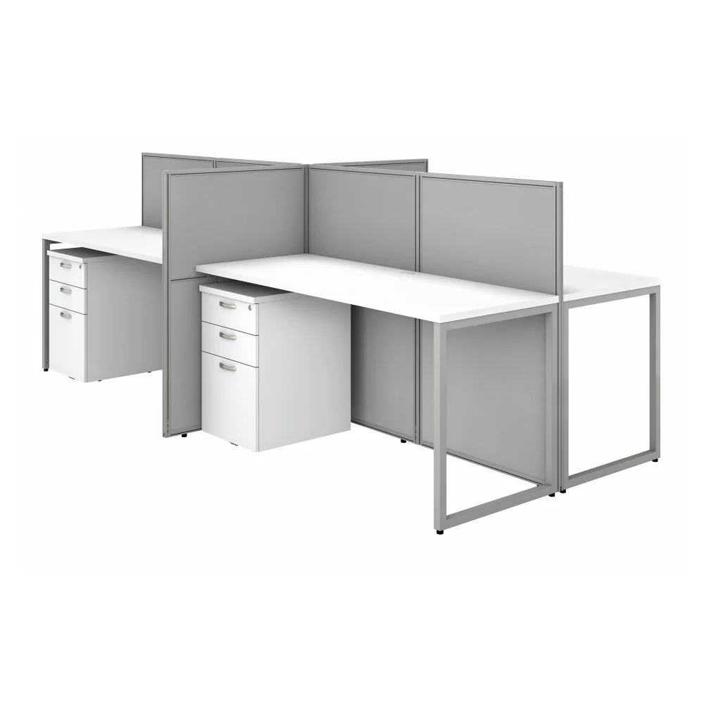 Easy Office 60-inch 4 Person Cubicle Desk with Drawers and Low Panels - Image 8