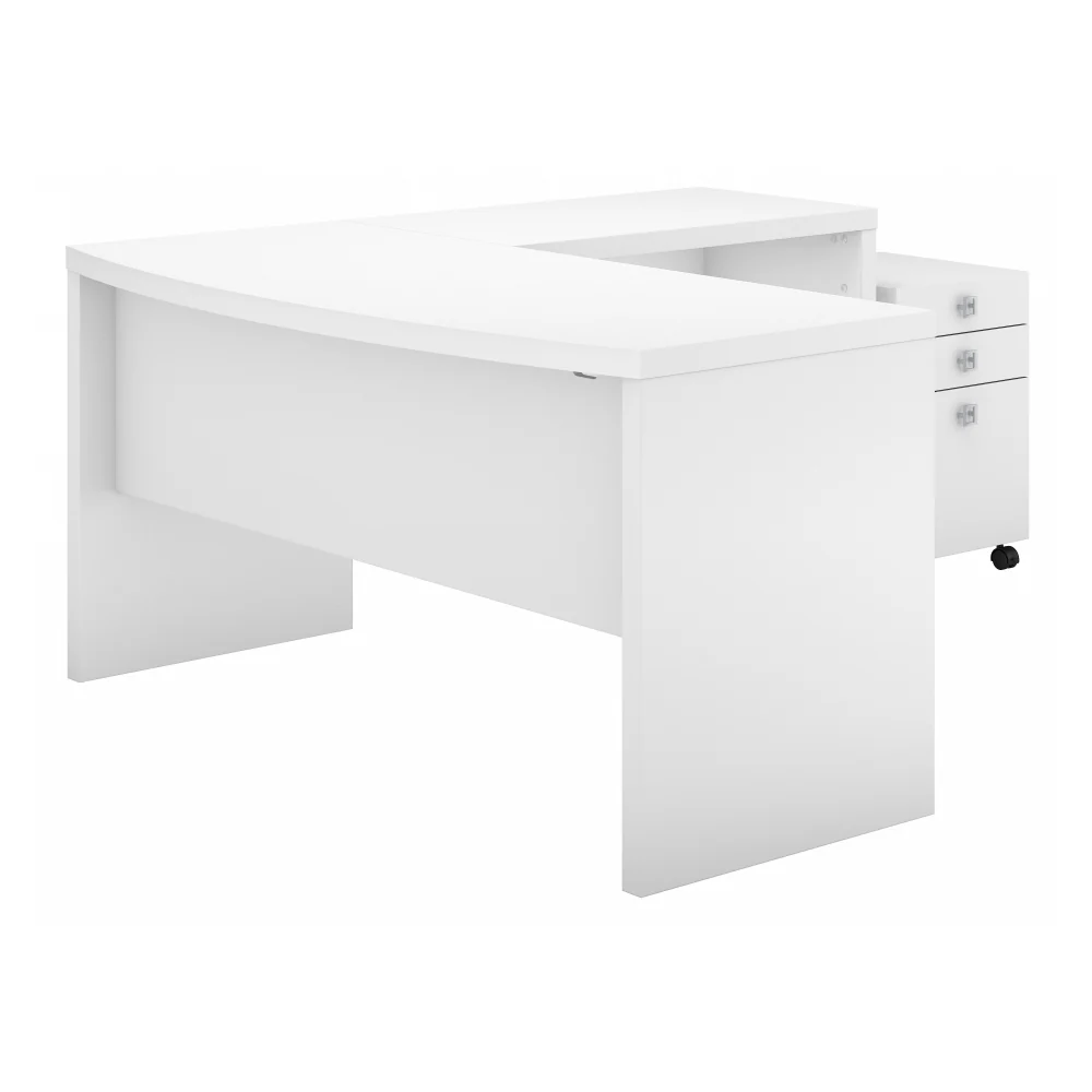 Echo L Shaped Bow Front Desk with Mobile File Cabinet - Image 15