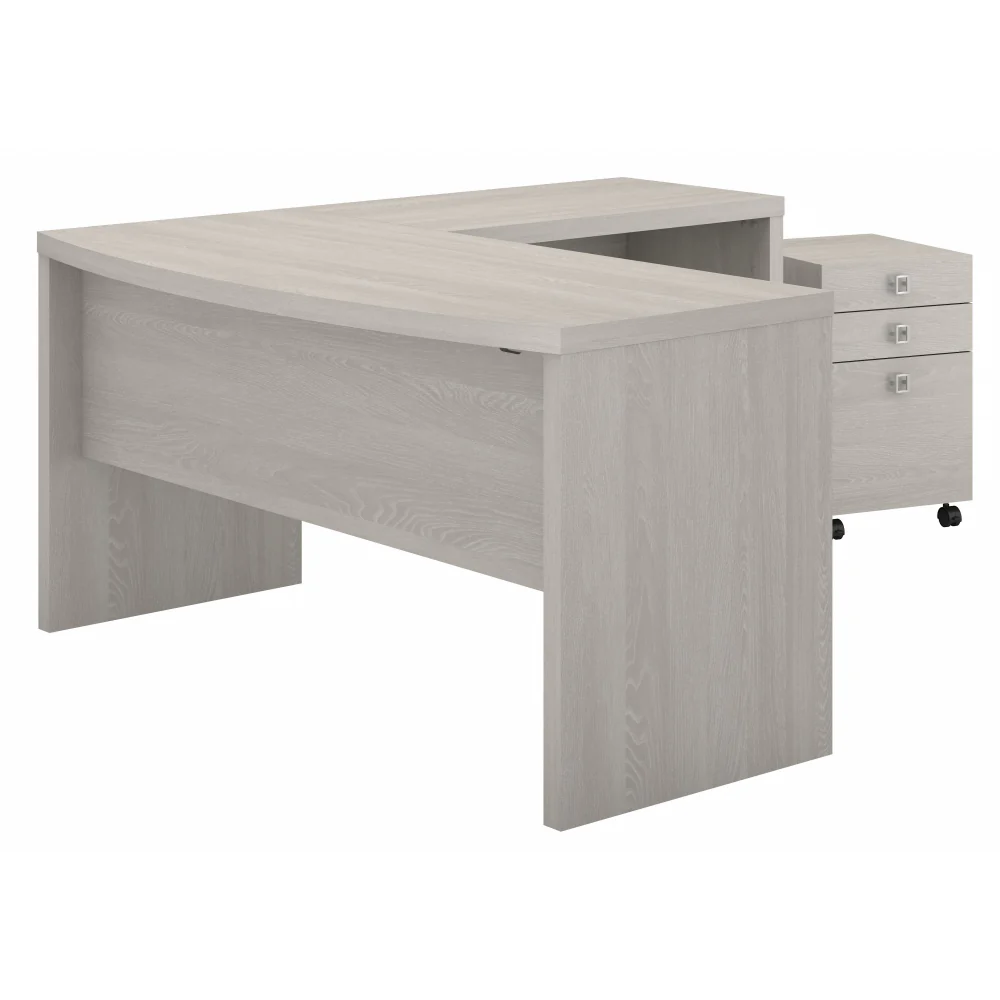 Echo L Shaped Bow Front Desk with Mobile File Cabinet - Image 28