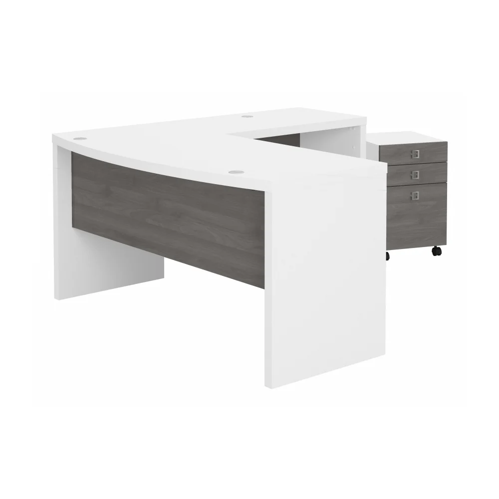Echo L Shaped Bow Front Desk with Mobile File Cabinet - Image 8