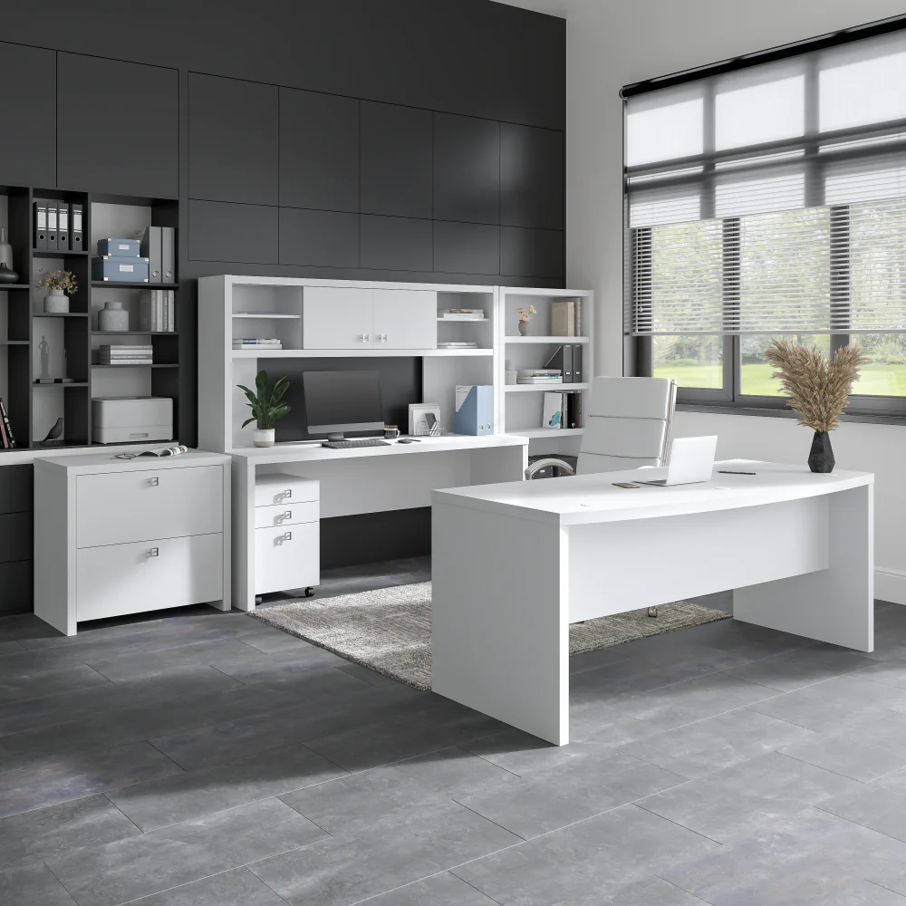 Echo Bow Front Desk and Credenza with Mobile File Cabinet - Image 10
