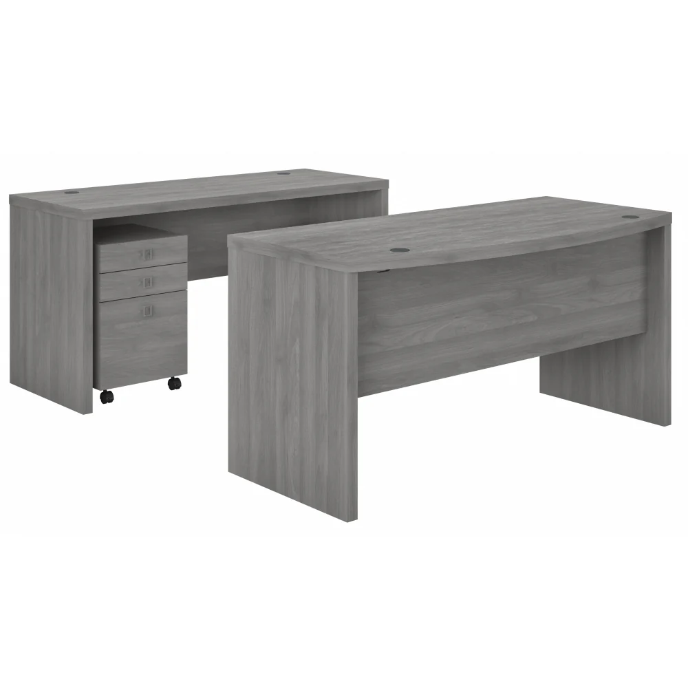 Echo Bow Front Desk and Credenza with Mobile File Cabinet - Image 14