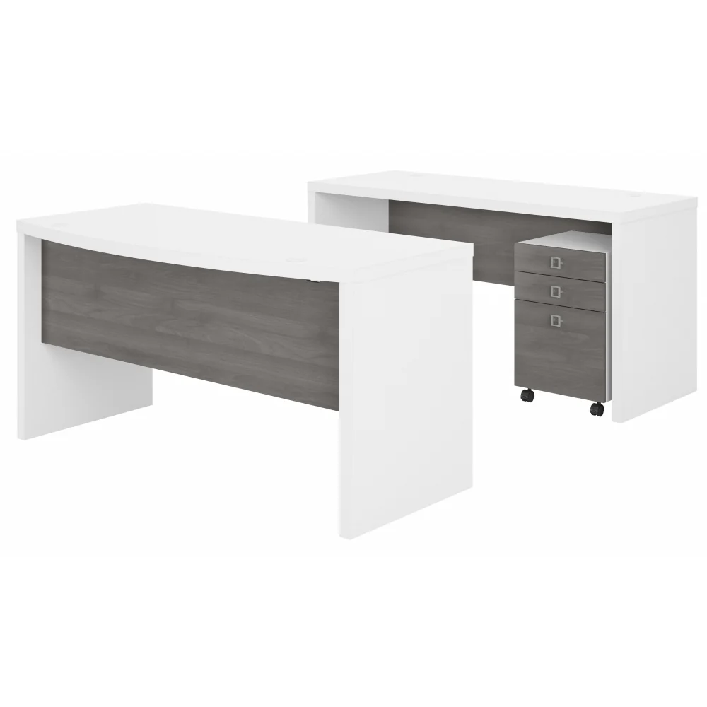 Echo Bow Front Desk and Credenza with Mobile File Cabinet - Image 21