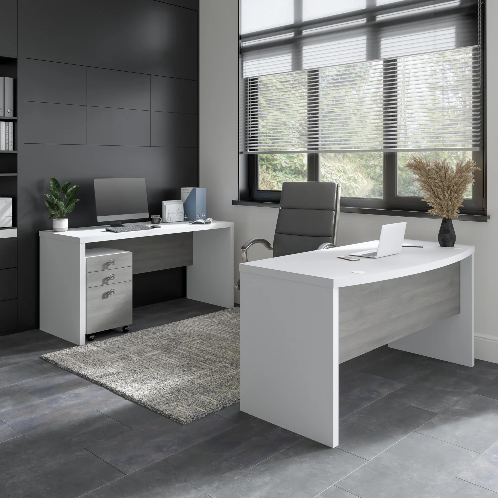 Echo Bow Front Desk and Credenza with Mobile File Cabinet - Image 22