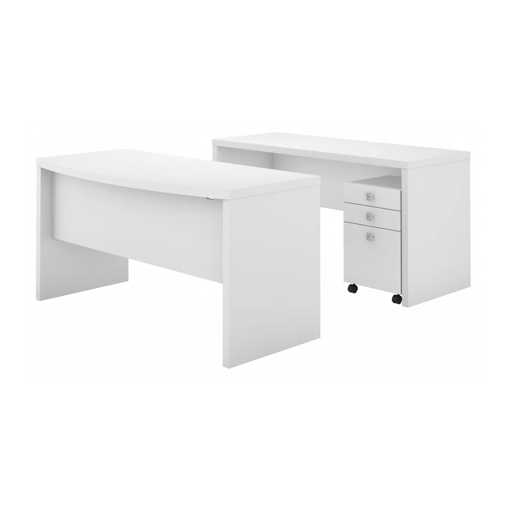 Echo Bow Front Desk and Credenza with Mobile File Cabinet - Image 8