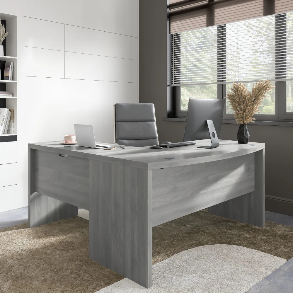 Echo L Shaped Bow Front Desk with High Back Chair - Image 2