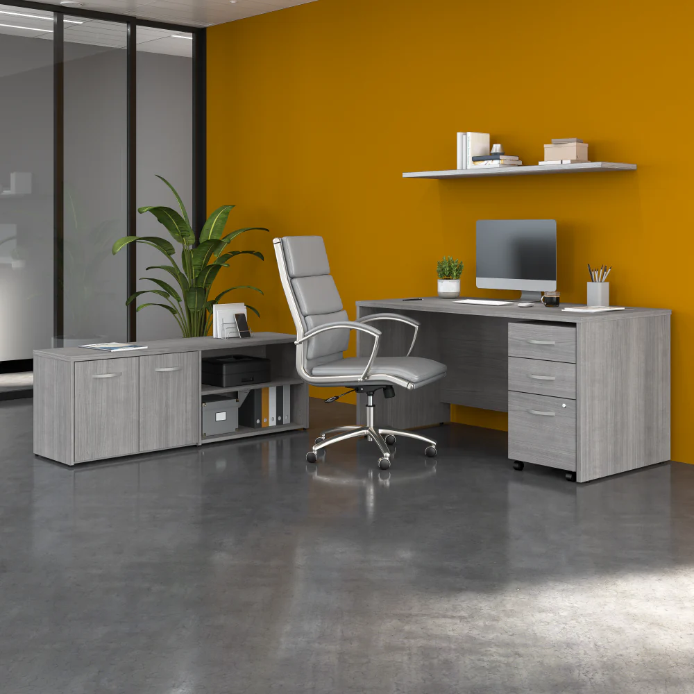 Studio C 60W x 30D Office Desk with Storage Return and Mobile File Cabinet - Image 9