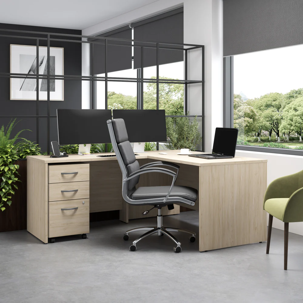 Studio C 60W x 30D L Shaped Desk with Mobile File Cabinet and 42W Return - Image 27