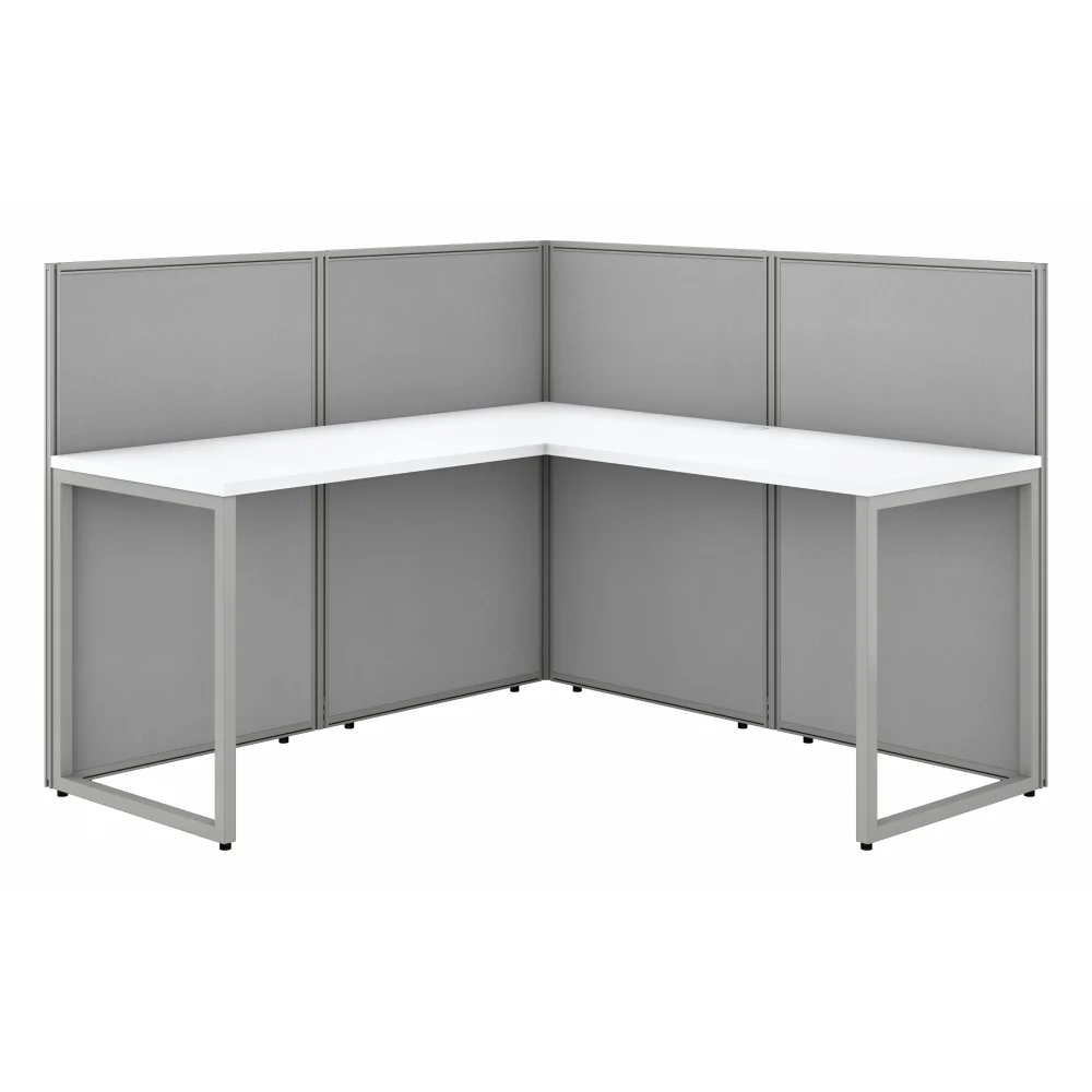 Easy Office 60W L Shaped Cubicle Desk Workstation with 45H Panels - Image 5