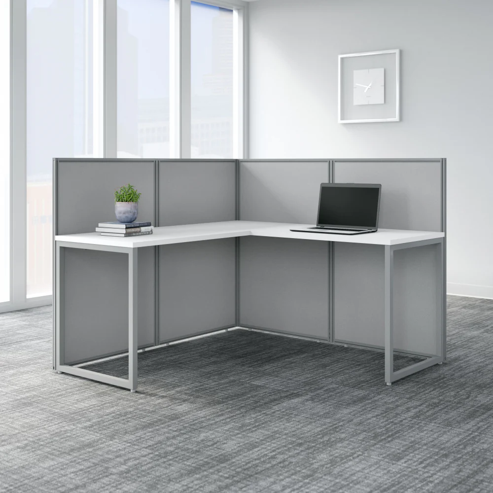 Easy Office 60W L Shaped Cubicle Desk Workstation with 45H Panels - Image 6