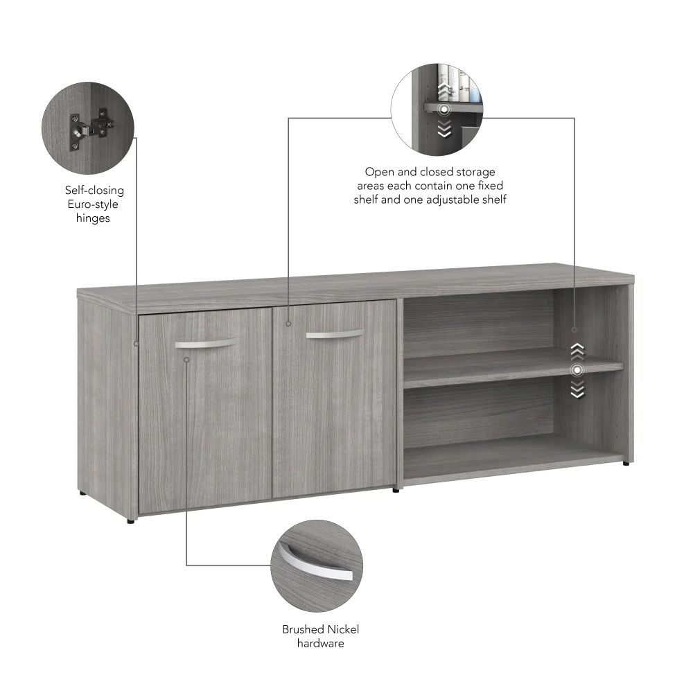 Hybrid Low Storage Cabinet with Doors and Shelves - Image 16