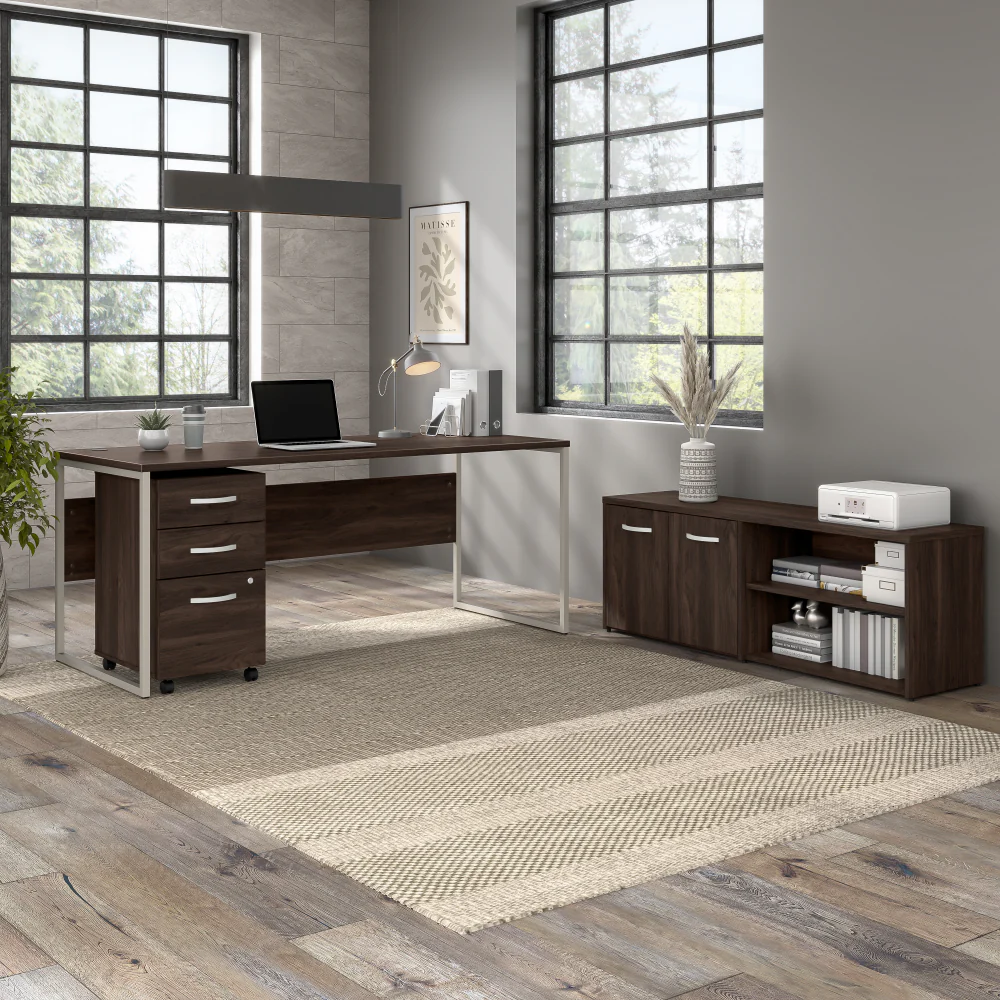 Hybrid Low Storage Cabinet with Doors and Shelves - Image 4