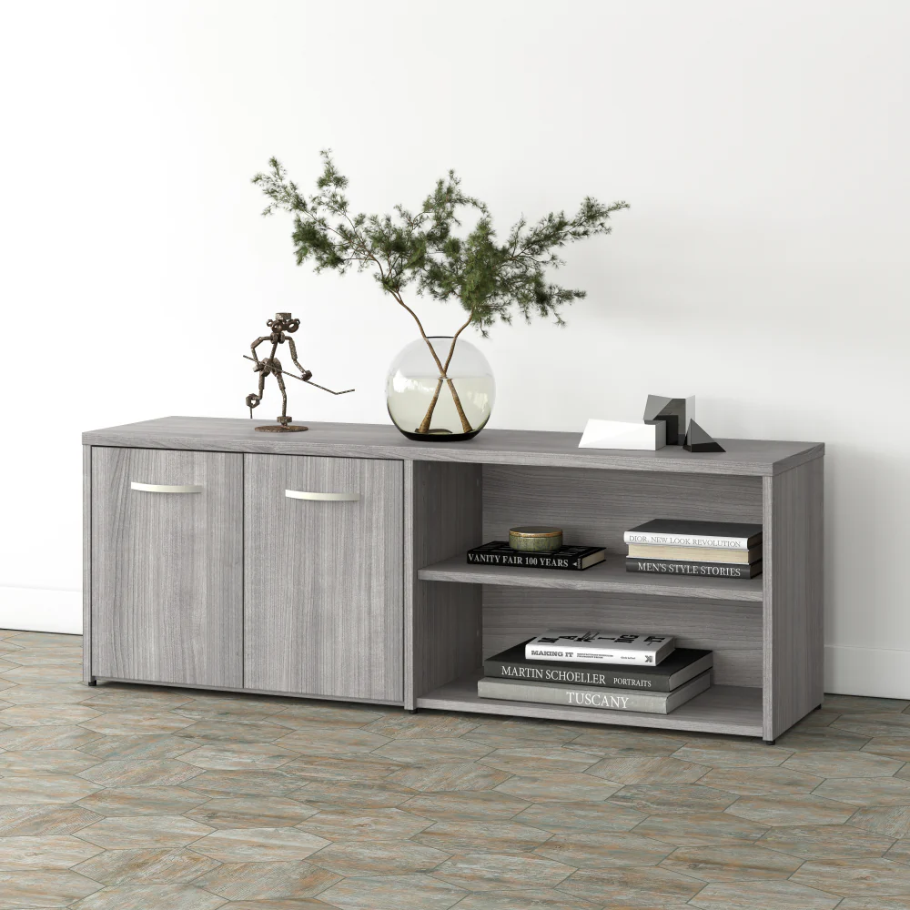 Studio A Low Storage Cabinet with Doors and Shelves - Image 2