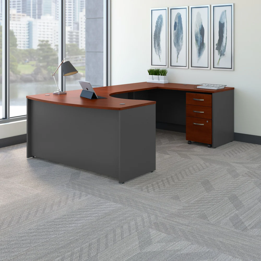 Series C 60W Right Handed Bow Front U Shaped Desk with Mobile File Cabinet - Image 7