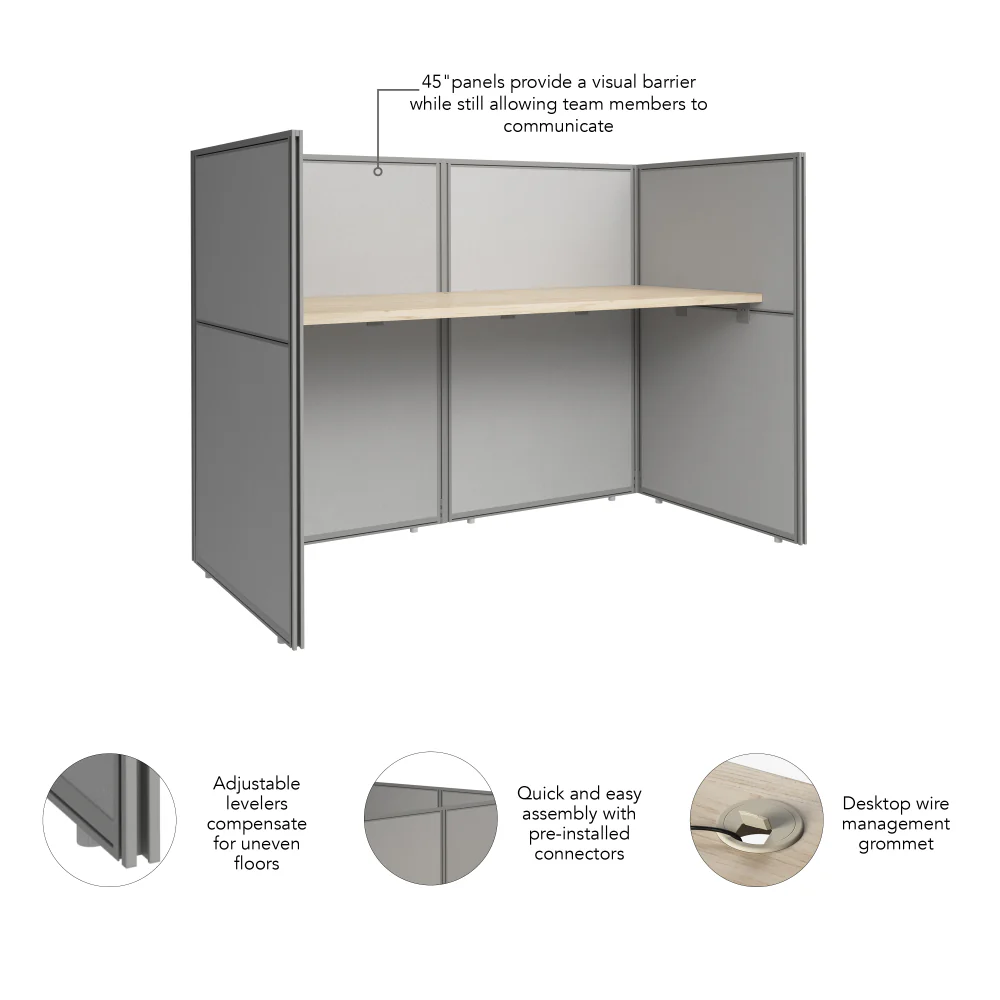 Easy Office 60W Cubicle Desk Workstation with 45H Closed Panels - Image 15